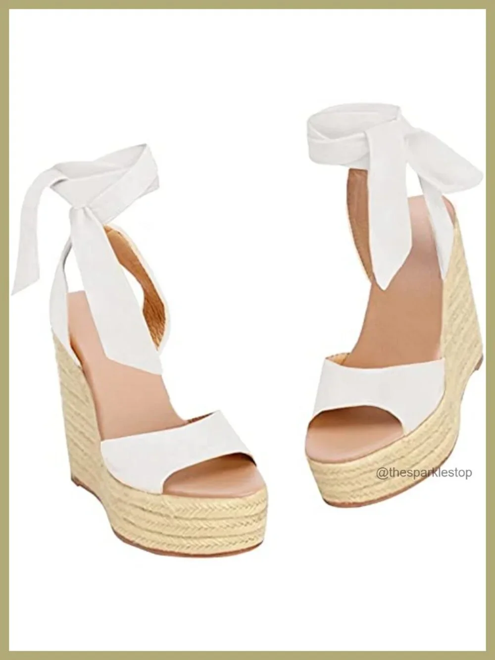 Faux Suede Espadrille Wedge Sandals Open Toe Lace Up Platform Ankle Strap